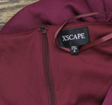 XSCAPE Womens Pleated Ruffled Gown 4452X Wine Red 6