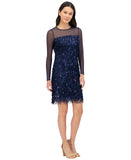 Eliza J Womens Sequined Fringe Illusion Dress EJ4M3449 Navy Blue 10