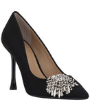 INC International Concepts Womens Saija Pumps Embellished Black Microsuede 8.5M