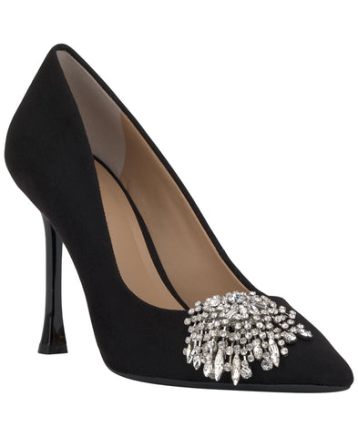 INC International Concepts Womens Saija Pumps Embellished Black Microsuede 8.5M