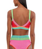 Beach Riot Womens Crochet Milana Bikini Swim Top BR61705S6 Aqua Have Red Multi L