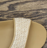 Bearpaw Slingback Woven Raffia Open Toe Buckle Sandals Natural Tan Brown 8M