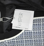 Kasper Womens Open-Front Piped-Trim Tweed Jacket Blazer 10924393 Blue Multi 6