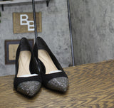 On 34th Womens Jeules Pointed-Toe Slip-On Pumps 10019803700 Black Microsuede 11M