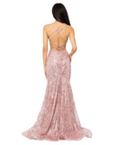 Blondie Nites Juniors Glitter Sequined Corset-Bodice Gown 3960BN Rose Pink 13