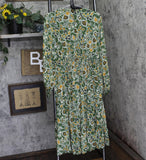 Ny Collection Sleeve Clip Dot Chiffon Dress with Smocked Waist Olive Green XL