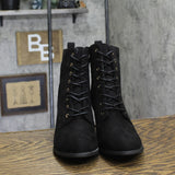 Journee Collection Lace-Up Zip Block Heel Faux Suede Bootie Boots Black 8.5M