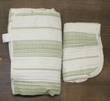 Woverly Stripe King Microfiber 3-Piece Quilt Set Bedspread White / Green King