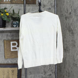 Lucky Brand Womens V-Neck Long Sleeve Sweater 1721756 Marshmallow Off White XS