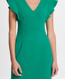 DKNY Green Zippered Cap Sleeve V Neck Short Sheath Cocktail Dress Green 10