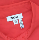 DKNY Womens Button-Front Collared Fitted Blouse Watermelon Sugar Red Orange XS