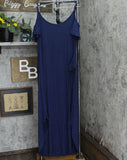 White Mark Womens Plus Lexi Jersey Cold Shoulder Maxi Dress Navy Blue 1XL