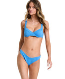 Salt + Cove Wavy-Scrunch Scoop-Neck Bralette Bikini Swim Top Capri Blue L
