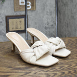 Alfani Womens Niah Knotted Slide Heeled Sandals 10014838600 White 9M