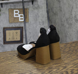 Sun + Stone Leoniee Ankle-Strap Platform Dress Sandals Black Microsuede 5.5M