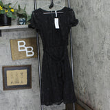 Ny Collection Petites Chiffon Knee-Length Midi Dress Black Multi Circle PM