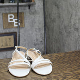 Easy Spirit Glenni Block Heel Strappy Sandals SEGLENNI White Leather 9.5W