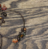 Erica Lyons Autumn Leaf Pave Bead 4 Pack Metallic Bangle Bracelets Brown Multi