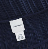 Calvin Klein Womens Plisse Sleeveless Blouse Shirt Top Sky Captain Blue XL