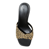 Universal Thread Aaliyah Raffia Strappy Knot Sandal Heels Black Brown Multi 8M