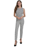 Halston Womens Mid-Rise Boucle Skinny Pants HI475A4G Black / Cream XL