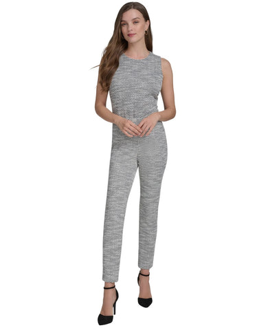 Halston Womens Mid-Rise Boucle Skinny Pants HI475A4G Black / Cream XL