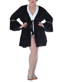 Raviya Lace-Inset Eyelet Flounce Cover-Up 76301X Black 2X