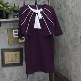 Ny Collection Petite Two-Piece Dress Set with Jacket Plum Purple / White 10P