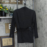 Calvin Klein Women's Pinstripe Belted Jacket O29JS552 Black 4