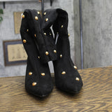 A New Day Justice Studded Faux Suede Mid-Calf Boots Jet Black / Gold 7.5M