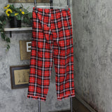 Casual Nights Cotton Long Sleeve Button Down Pajama Set Red Black Plaid L