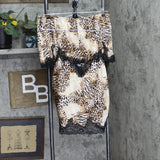 INC International Concepts Shortie Pajama Set 2-Piece Mixed Animal Brown XL
