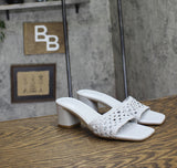 Calvin Klein Womens Block Heel Brianny Woven Slip-on Sandals Light Blue 6.5M