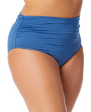 Anne Cole High Waisted Shirred Bikini Bottom Slate Blue 22W