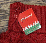 Glitzhome Knitted Polyester Christmas Stocking Pom Pom Ball Red One Size