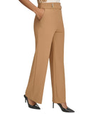 Calvin Klein Petite Solid Lux High-Rise Wide Leg Pants T42PL994 Luggage Brown 4P