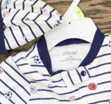 Little Me Baby Boy Sports Clothes 2-Piece Baby Sleeper and Cap Set Blue Multi 3M