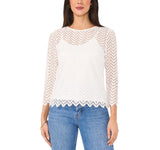 Vince Camuto Womens Lined Lace Blouse 91624077 White L