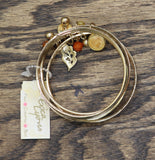 Erica Lyons Fall Autumn Leaf Pumpkin Bead Charm Bangle Bracelets Orange Multi