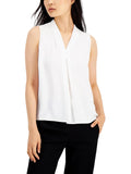 Bar III Womens Pleated Polyester Tank Top 10717600 White S