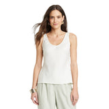 A New Day Womens Woven Satin Scoop Neck Shell Tank Top Cream Off White S
