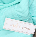 Salt + Cove Juniors Double Keyhole One-Piece Swimsuit 807149 Aqua Blue Green M
