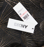 DKNY Womens Short Sleeve Jewel Neck Mini Fit and Flare Dress Black / Gold 10