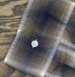 Officine Generale Sleeve Button Front Shirt Iced Coffee Cream / Navy Blue XL