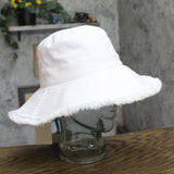 Physician Endorsed Womens Castaway Canvas Bucket Sun Hat Fringe 23PE00A21 White