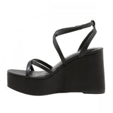 Wild Fable Ronnie Strappy Platform Wedge Heels with Memory Foam Insole Black 8M
