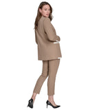 Tommy Hilfiger Open-Front Slim Fit Blazer Caribou Brown / Ivory Off White 6