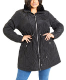 Evans Womens Plus Size Faux Fur Collar Padded Coat 211224