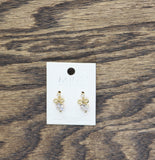 Mint Womens Fashion Bow Ribbon Elegant Post Drop Earrings Gold / Clear .50"