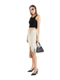 Guess Womens Cristina Ribbed Side-Slit Midi Skier Safari Tan Foil Brown M